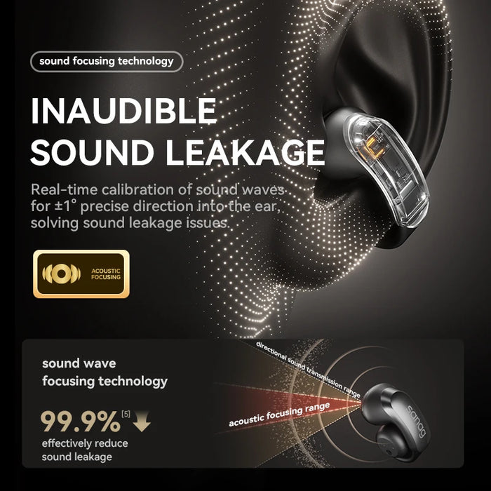 Stretchable Clip-On AI Headphones with Voice Translation Black