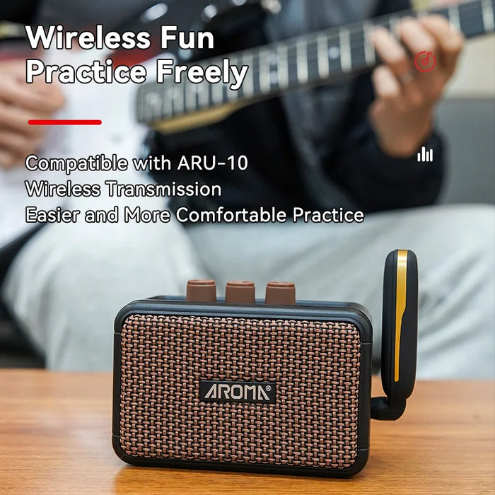 Mini amplifier with dual full-range speakers for enhanced sound projection