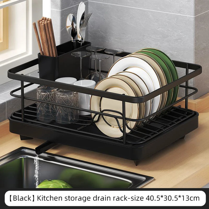 Kitchen Countertop Dish Rack with Water Drain Tray