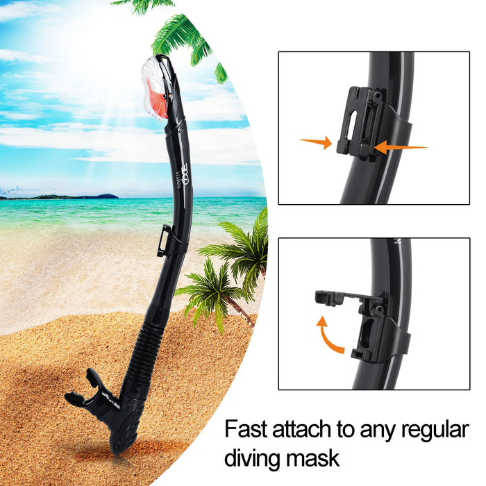 Black PC Lens Dry Snorkel Set Anti-Fog Scuba Diving Mask