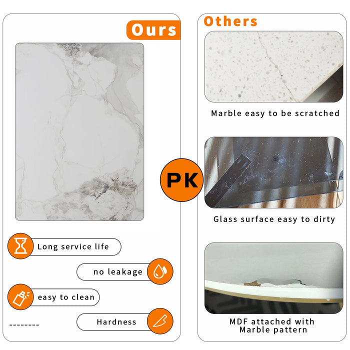 High Gloss Marble Dining Table for Kitchen & Restaurant Use
