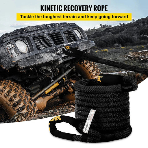 Black Double Braided Nylon Tow Rope for Heavy-Duty Recovery