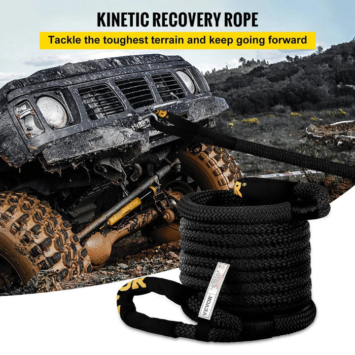 Black Double Braided Nylon Tow Rope for Heavy-Duty Recovery