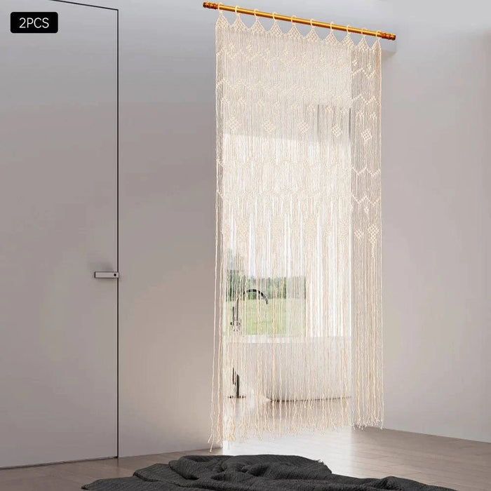 Two handwoven rustic bohemian curtains for room dividers and wedding backdrops