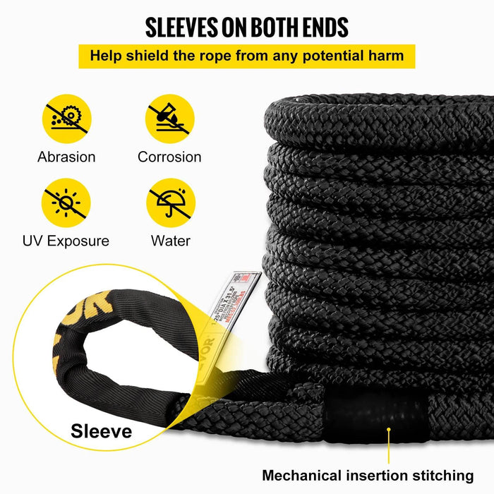 Lightweight and Compact Black Double Braided Nylon Tow Rope