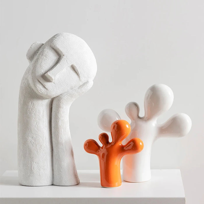 Abstract Face Shape Resin Craft Sculpture Style for Home Decor