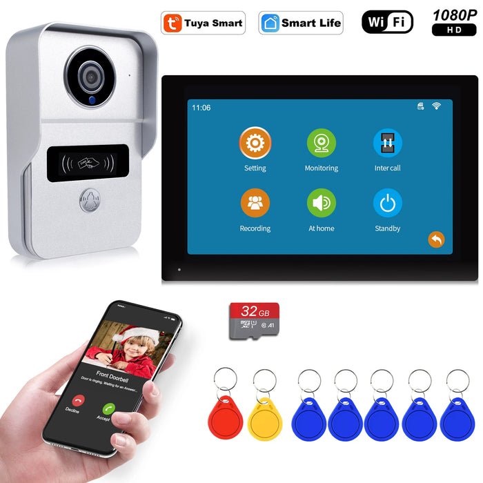 Wireless WiFi Video Doorbell 1080P Camera with 7 Inch Touch Screen