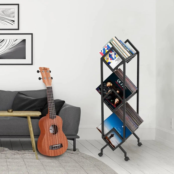 Multi-Purpose 3-Tier Record Holder LP, Album, Magazine & Book Organizer Shelf