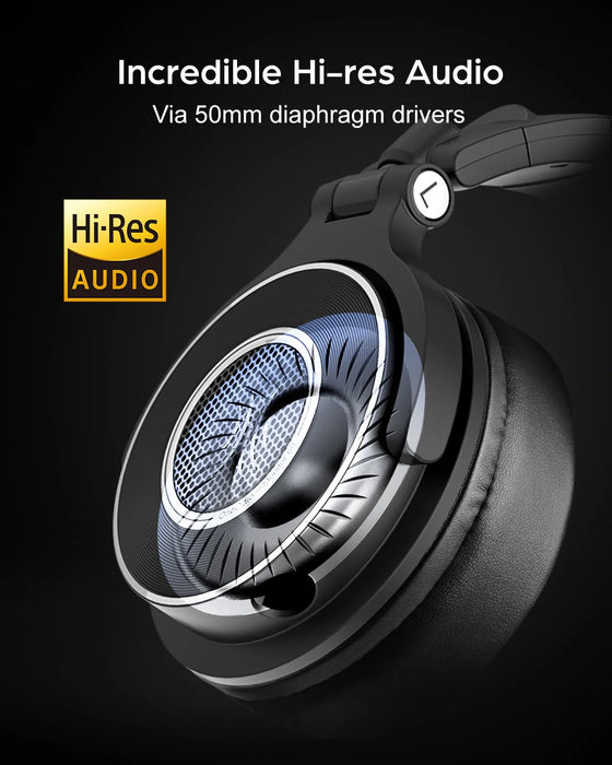 Studio Monitor DJ Headphones with Detachable Cables & Mic Black