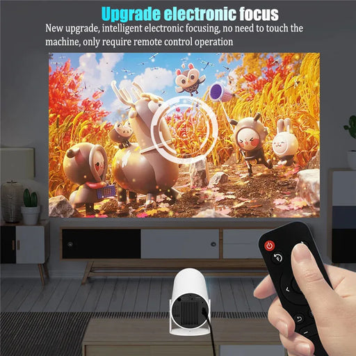 A versatile and high-performance HY300 Plus 4K HD Projector with a native resolution of 1280x720P and support for 1080P and 4K video decoding, providing clear and sharp visuals