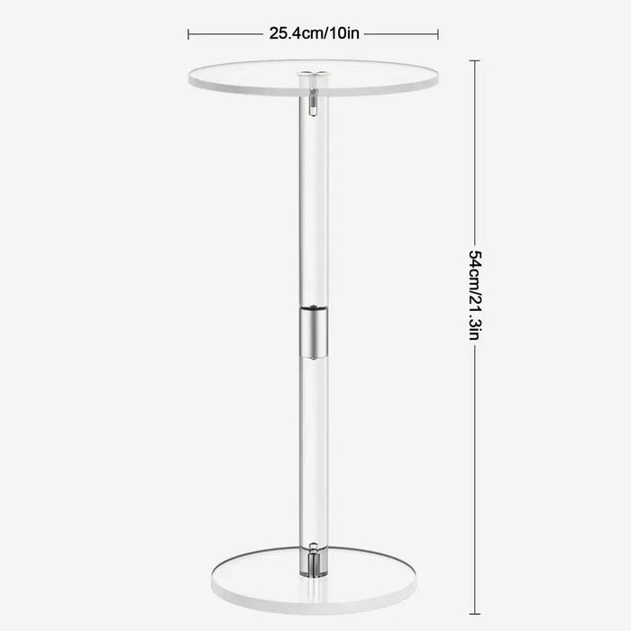 Clear Acrylic Drink Table, Small Round End Table for Living Room & Home Decor