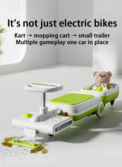 Mini Cleaning Ride-On Kart for Kids – Rechargeable, Oversized Seat, Ages 3+