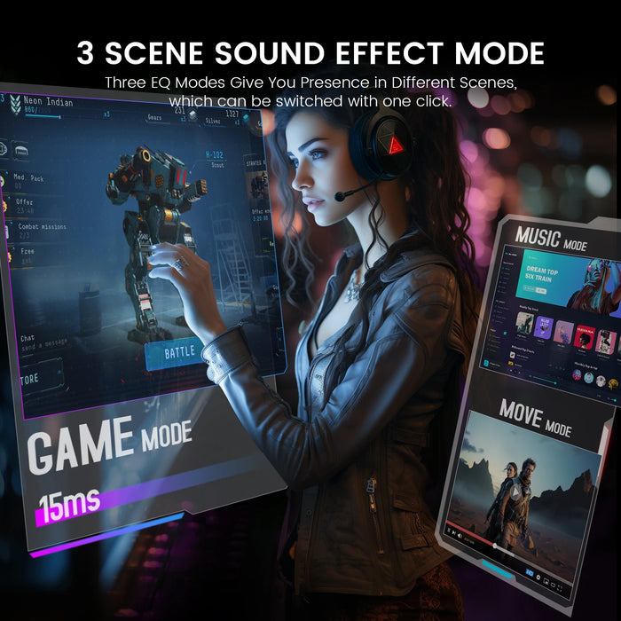 5.8GHz Wireless Gaming Headset for PC/PS4/PS5/Xbox with ENC Mic