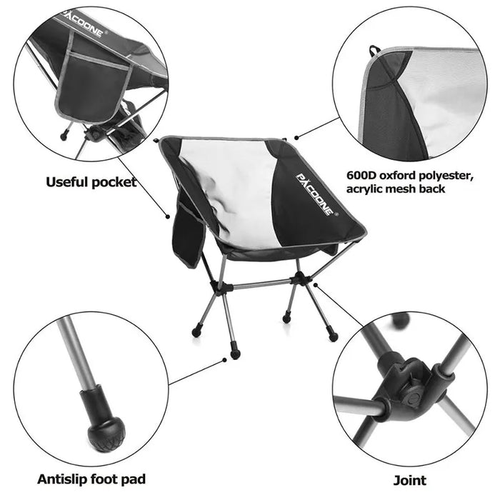 ultralight camping folding chair perfect for camping, hiking, fishing, and beach trips