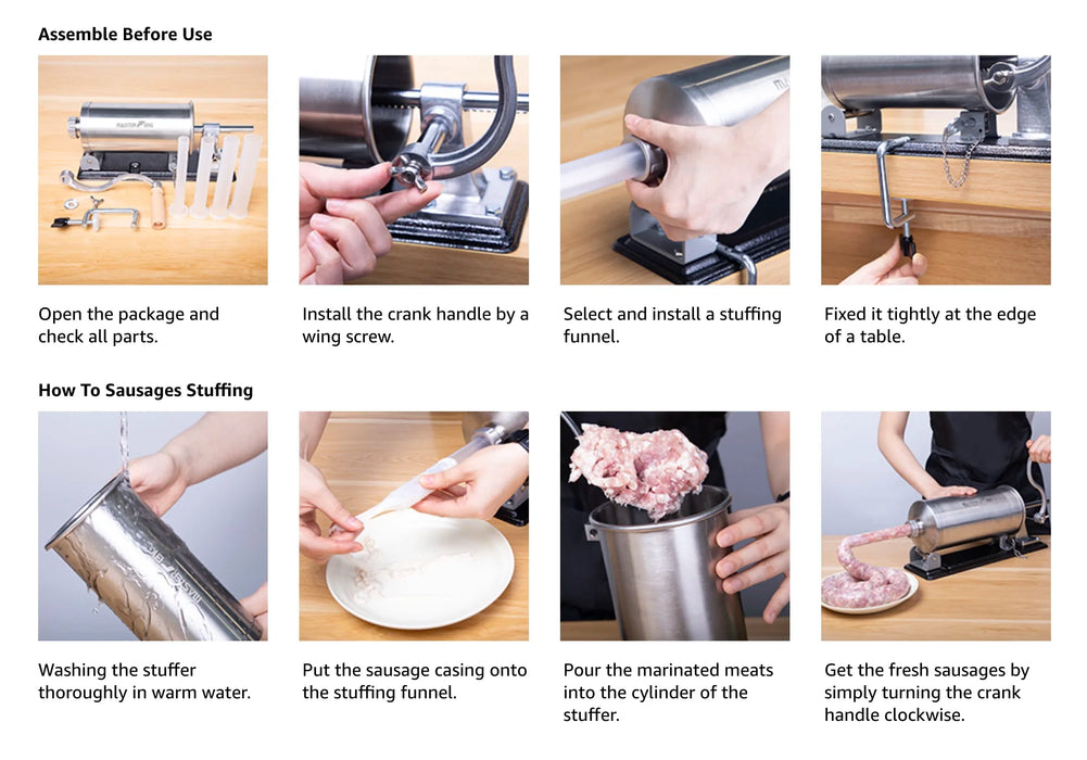 Alloy Steel Manual Sausage Stuffer with Air-Release Silicone Piston