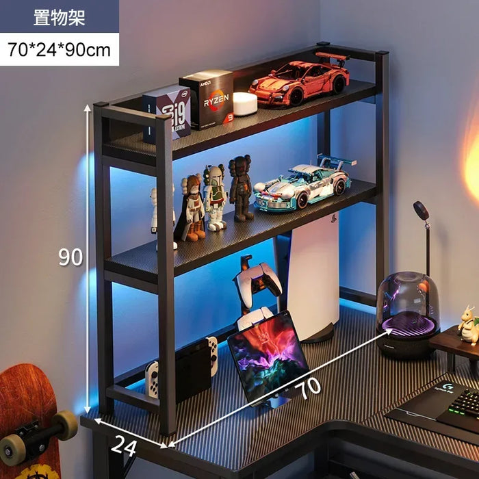 Wooden L-Shaped Study Desk with 70cm Side Shelf
