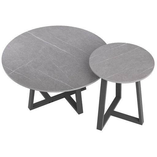 Set of 2 round modern marble nesting coffee tables, perfect living room accent