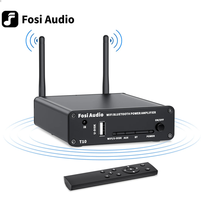 Stereo Wi-Fi Audio Amplifier with Bluetooth and AUX Input