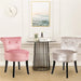 Crushed Velvet Vanity Stool, Pink Dressing Table Chair with Backrest for luxurious bedroom decor