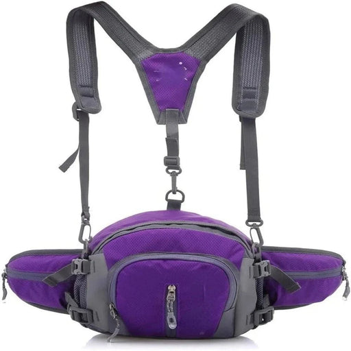 Waterproof and Durable Unisex Nylon Waist Pack, Multifunctional Sports Belt Bag in Purple