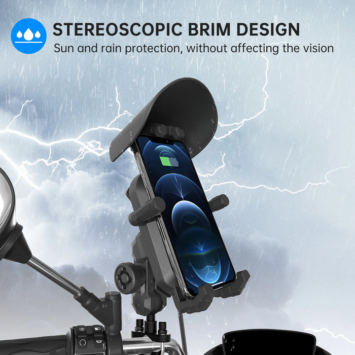 12V Motorcycle Shock Absorber Phone Holder 15W Wireless Charger