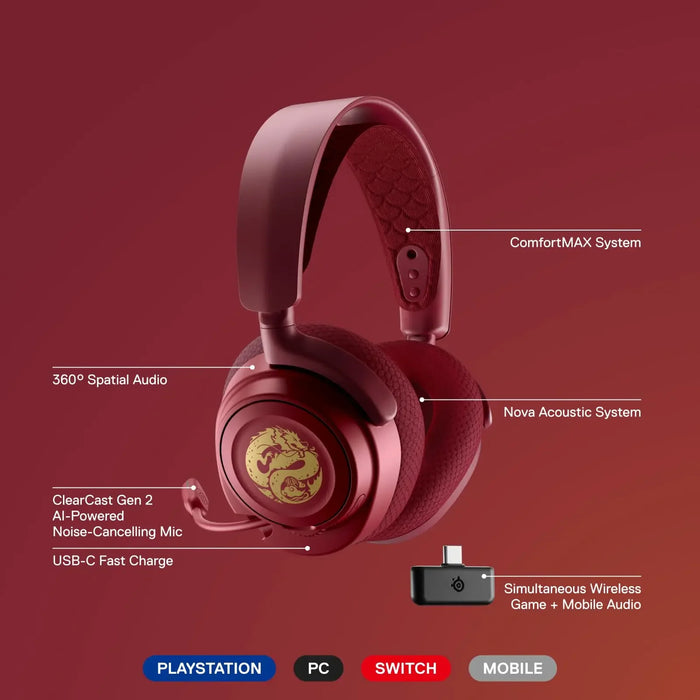Wireless Gaming Headset with 360° Audio and 38h Battery
