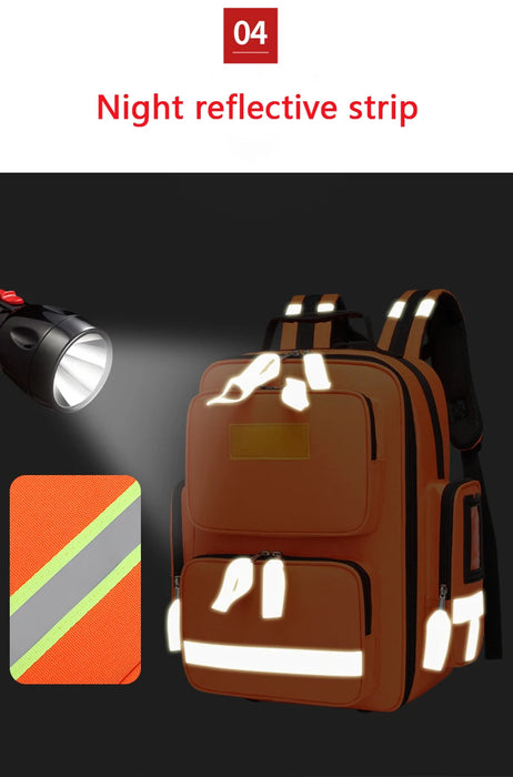 Large capacity orange emergency rescue backpack for outdoor camping and survival