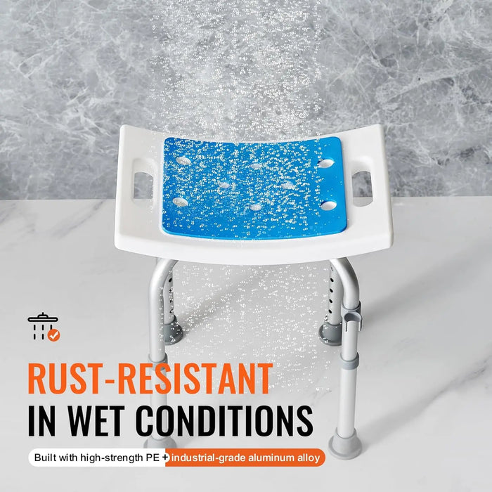 Portable Shower Chair with Non-Slip Feet 6-Level Adjustable Bath Seat for Tub or Shower