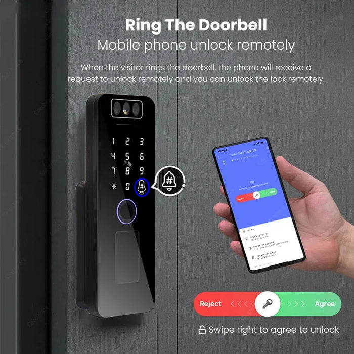 Outdoor Digital Lock with Face ID, Fingerprint & Keypad Access