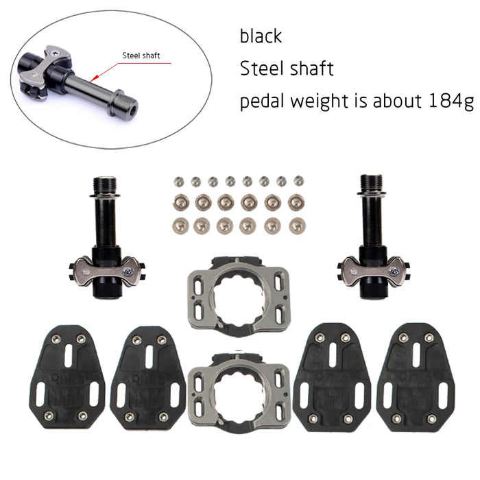Self-locking black steel axle ultra-light road bike pedals for cyclists