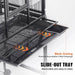 Spacious carbon steel bird cage with secure swing lock and multiple perches
