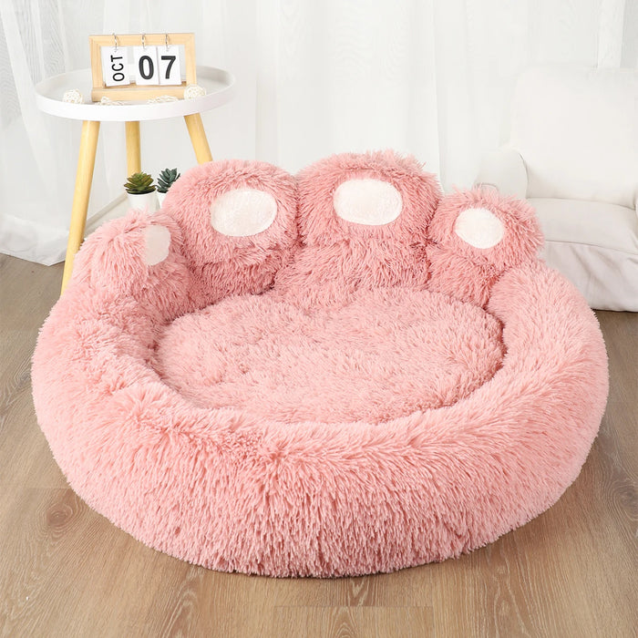 Plush Dog Bed Round Pet Cushion Soft Kennel Mat – Pink, XL 90cm