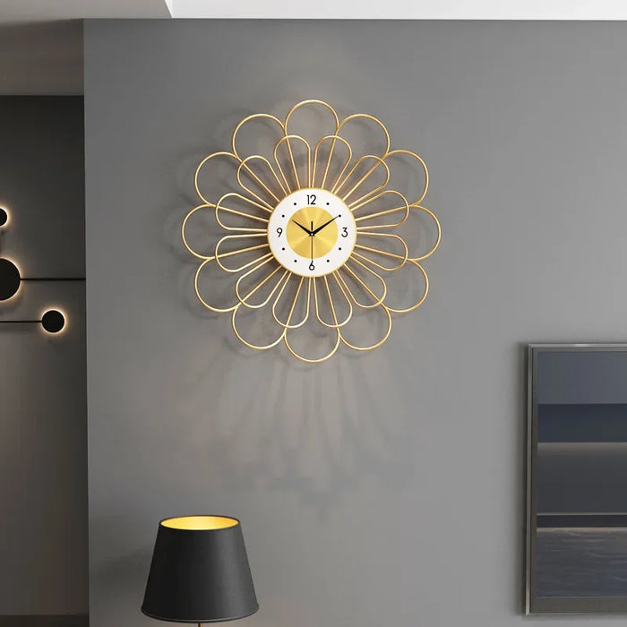 Modern Metal Lotus Wall Clock for Living Room Decor