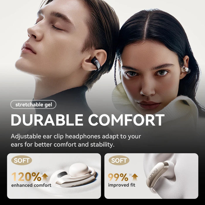 Stretchable Clip-On AI Headphones with Voice Translation Black