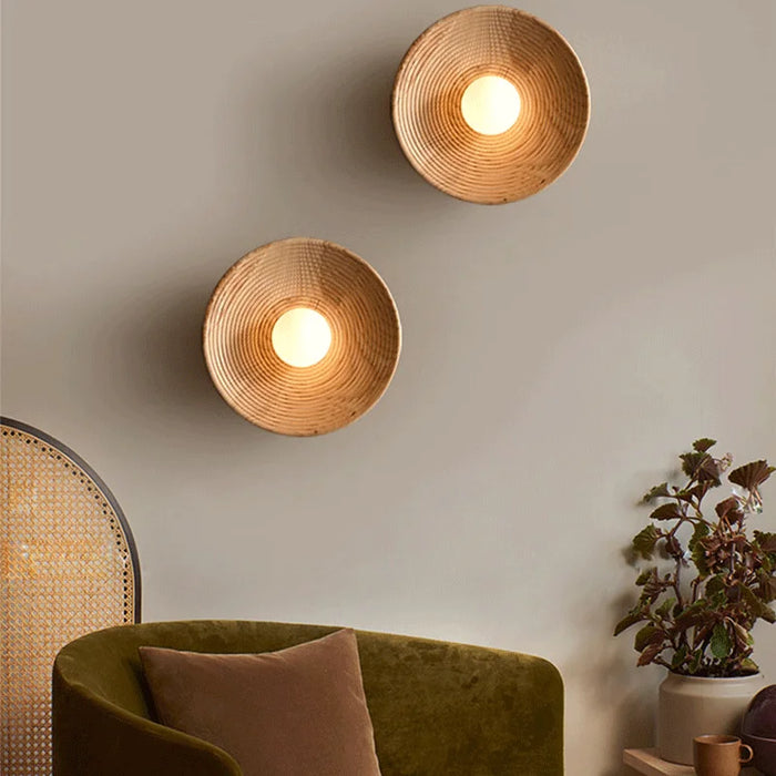 Japanese Retro Wooden Wall Lamp for Living Room Decor