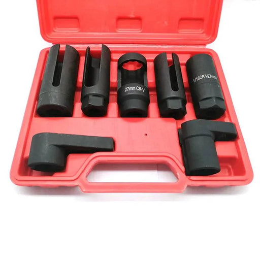 7PCS CR-V Steel Sensor Socket Kit 1/2 & 3/8 Drive Oxygen Sensor Wrench Set