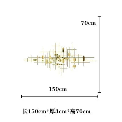 3D Metal Tree Wall Decor for Living Room Gold 150x70cm