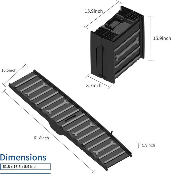 Portable Foldable Pet Travel Ramp Lightweight Non-Slip Steps with Carry Handle