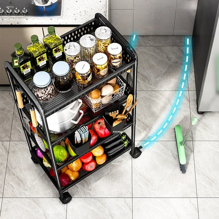 Rolling 4-Tier Storage Organizer for Kitchen or Pantry  A Black-5 layers