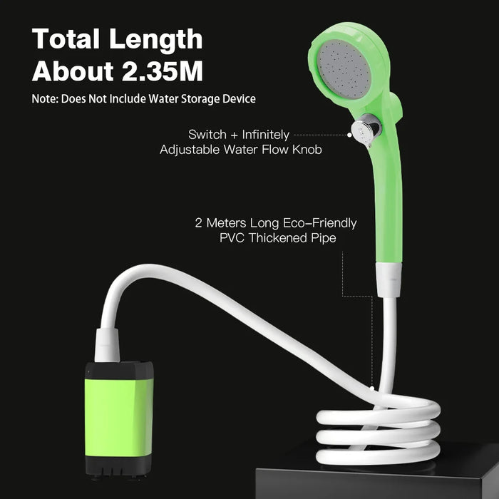 Adjustable Water Flow Camping Shower Pump Blue 6000mAh Portable Outdoor Shower Kit with Digital Display