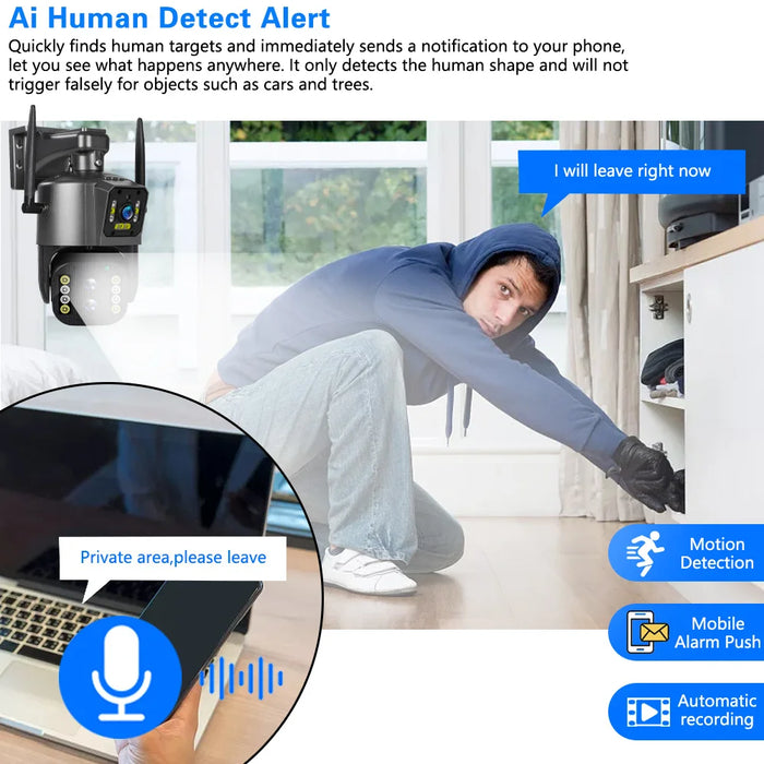 6K Outdoor Security Camera with 10X Zoom and AI Tracking