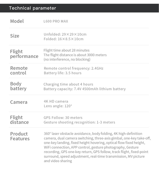 4K GPS Drone with Obstacle Avoidance and Dual Camera