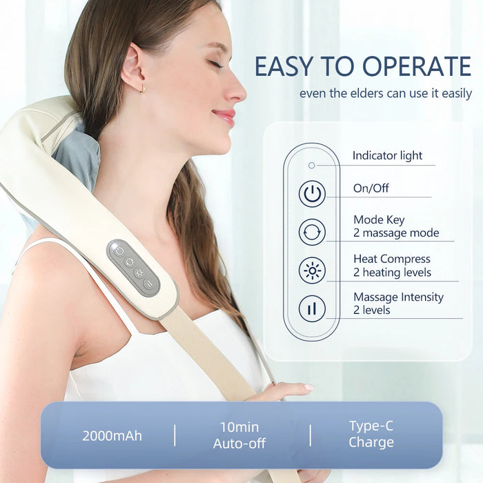 Rechargeable Wireless Massage Shawl with Heating Function