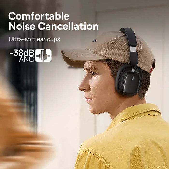 Bluetooth Headphones with Mic, Hi-Fi Sound, ANC, 100h Playback White