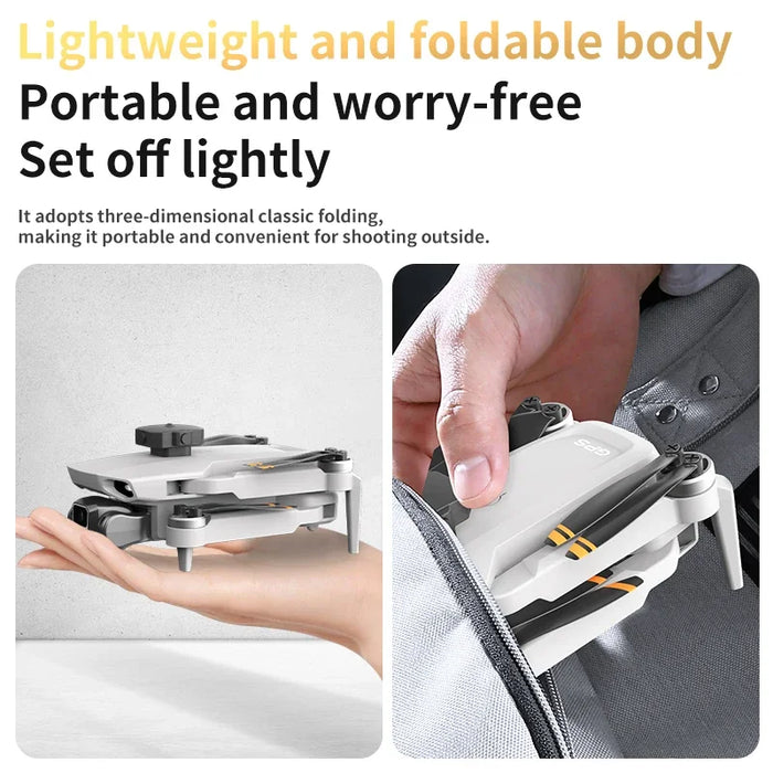 Portable Brushless Drone with 8K Camera, GPS Follow, and 30 Min Flight Time White