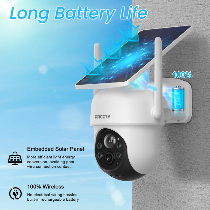 4MP Solar WiFi Outdoor Security Camera Kit with Siren Alarm
