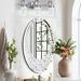 60x105 CM modern oval wall mirror with bling effect, silver Venetian accent for hallway bathroom decor