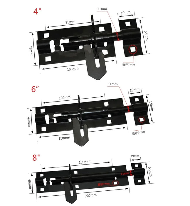 Locking Slide Bolt Latch Silver, 4-inch for Outdoor & Safety Use