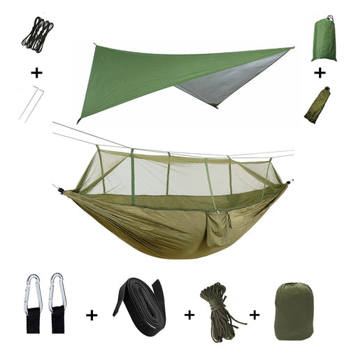 Built-in mosquito net keeps bugs away for a comfortable sleep