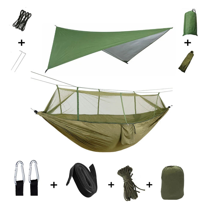 Built-in mosquito net keeps bugs away for a comfortable sleep